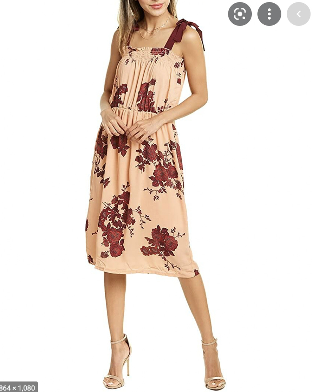Bobeau Grossgrain Tie Dress Women's Size S Coral Stencil Floral Lined Sleeveless